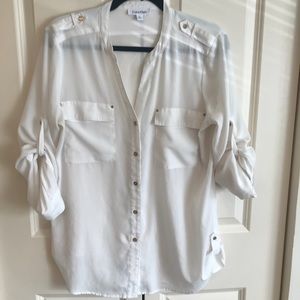 Medium Calvin Klein White Button Down Blouse